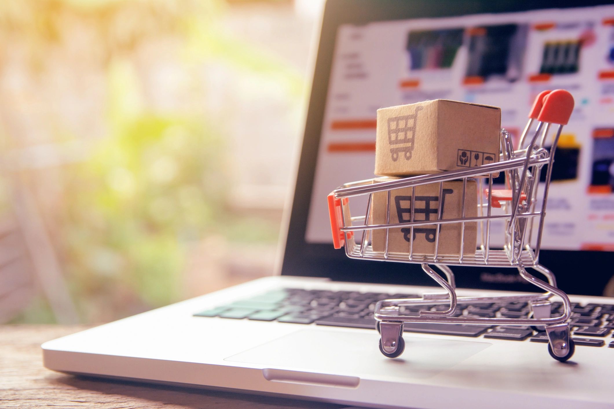 Shopping online concept - Parcel or Paper cartons